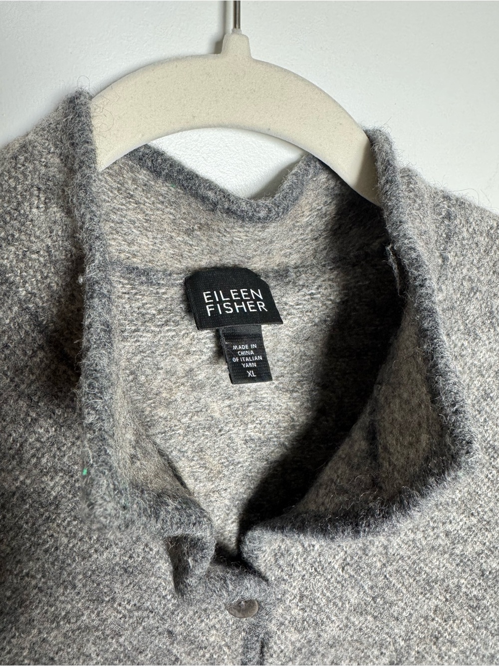 Eileen Fisher Italian Yarn Wool Blend Short Sleeve Cardigan Sweater XL Gray